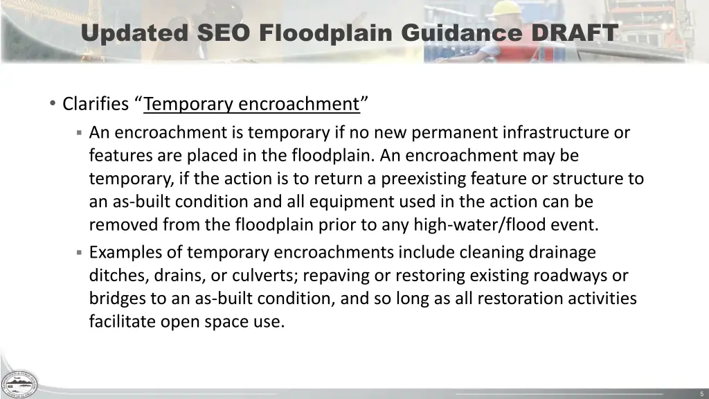 updated seo floodplain guidance draft