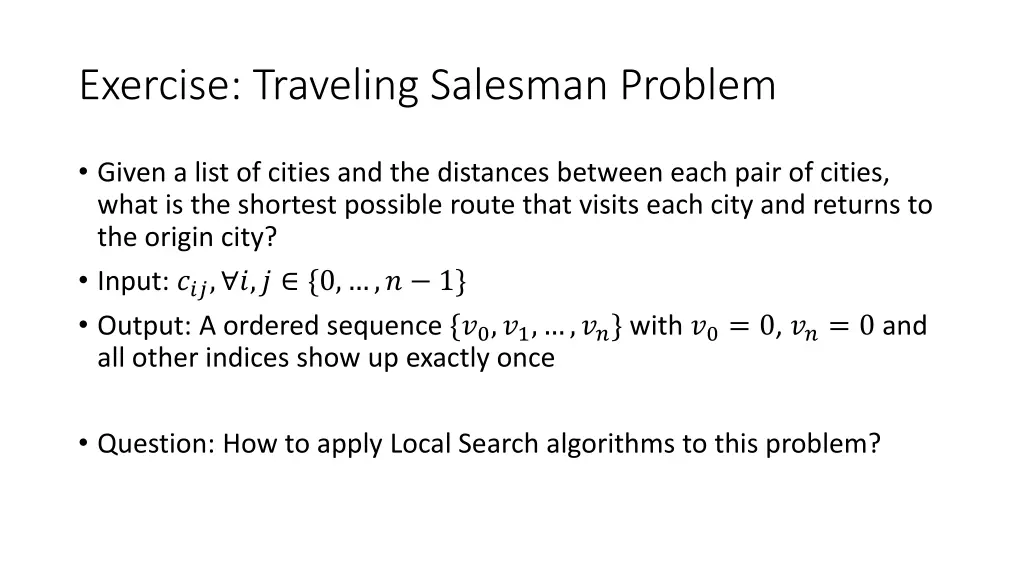 exercise traveling salesman problem