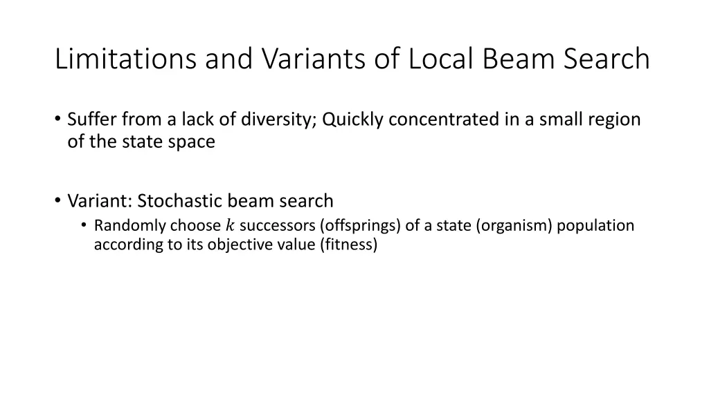 limitations and variants of local beam search