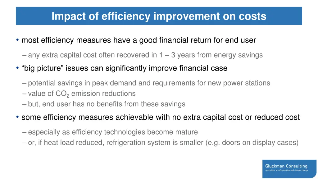 impact of efficiency improvement on costs