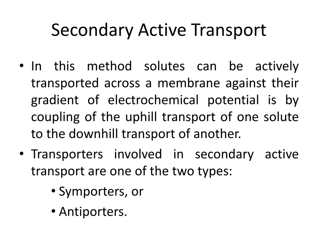 secondary active transport