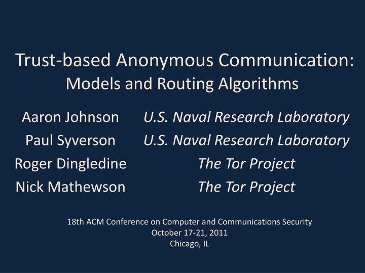 trust based anonymous communication models