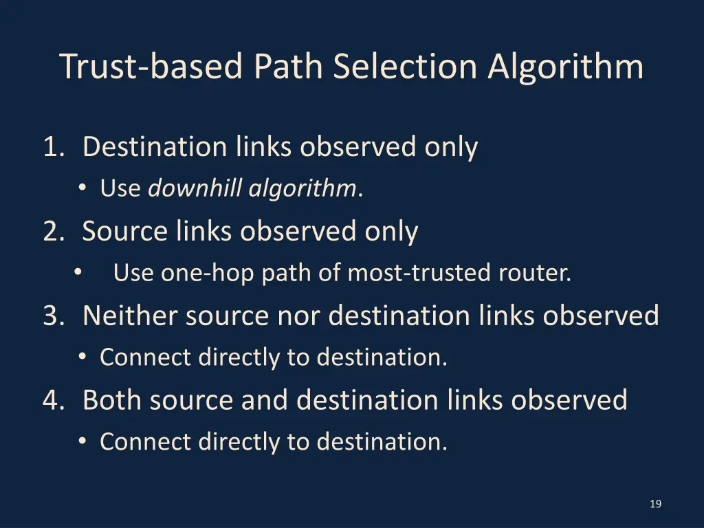 trust based path selection algorithm