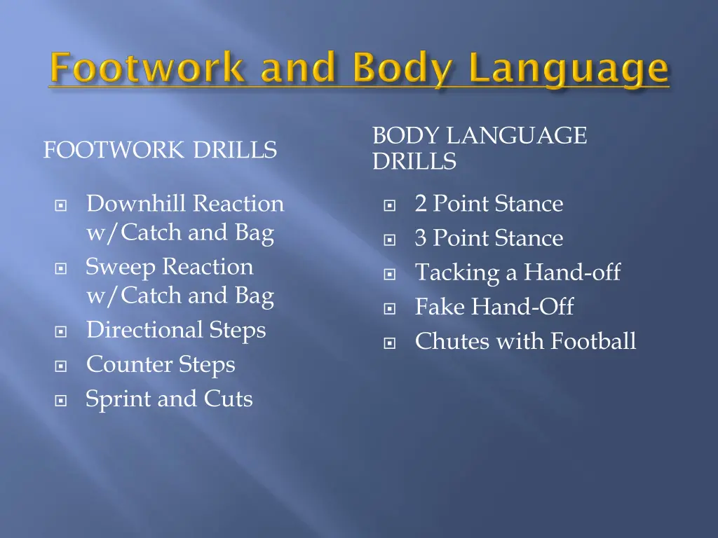 body language drills