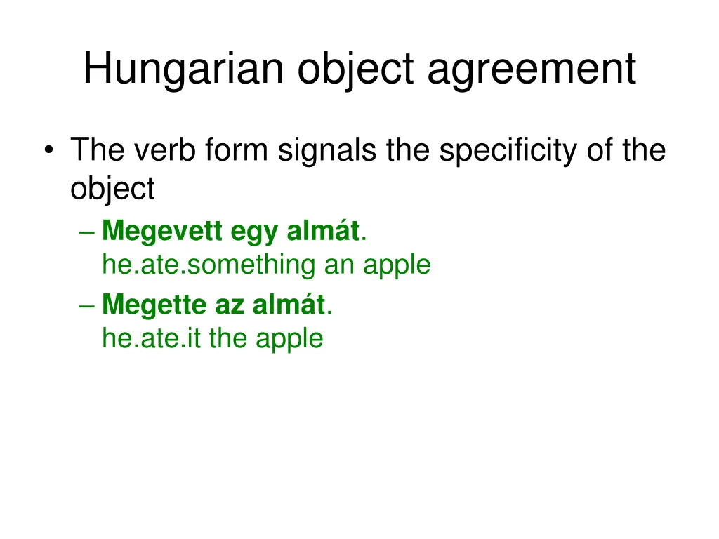 hungarian object agreement