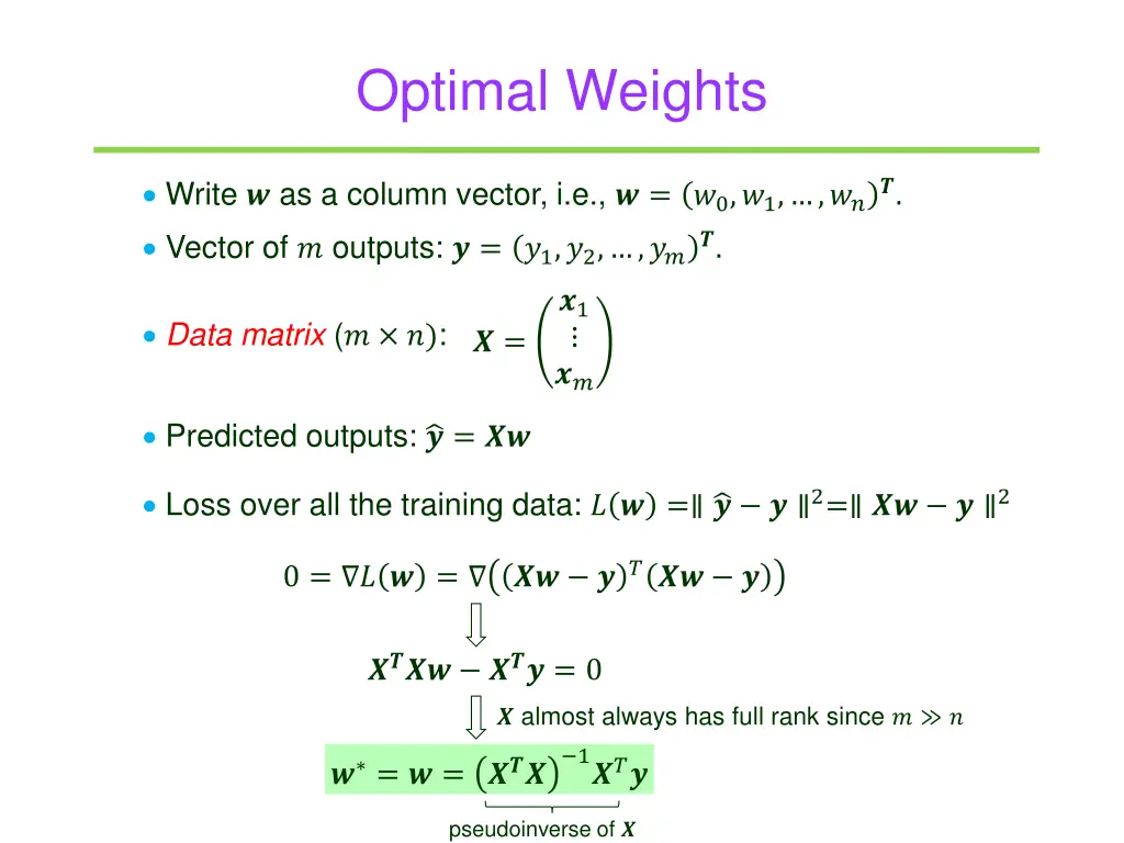 optimal weights