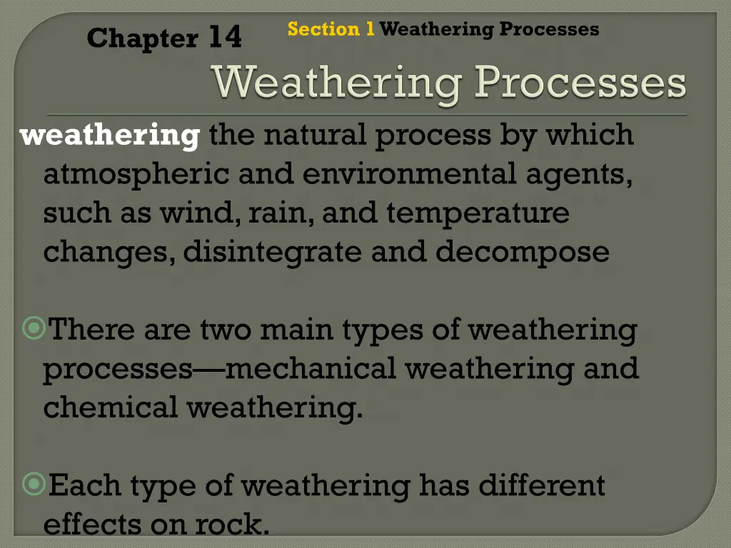 section 1 weathering processes