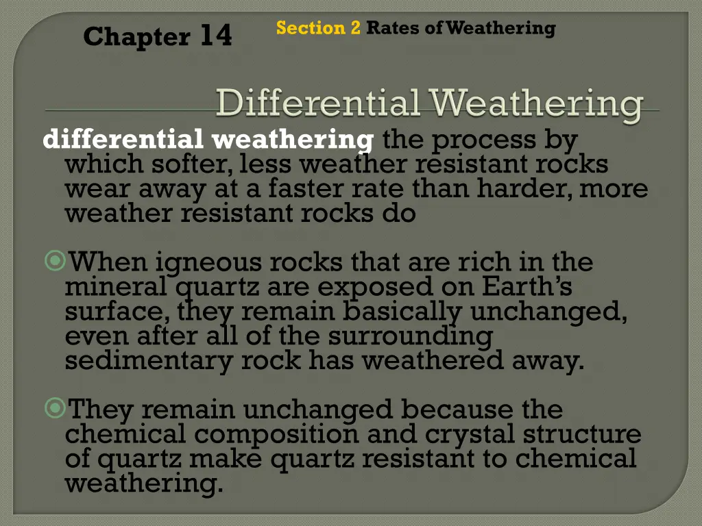 section 2 rates of weathering 1