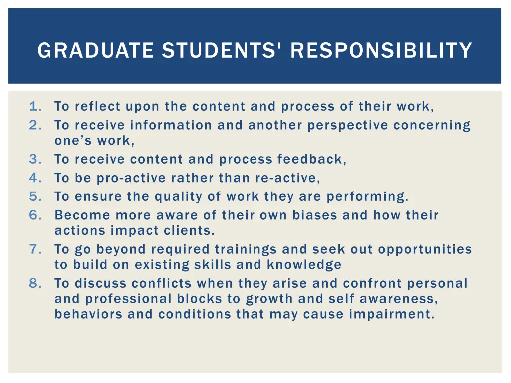 graduate students responsibility