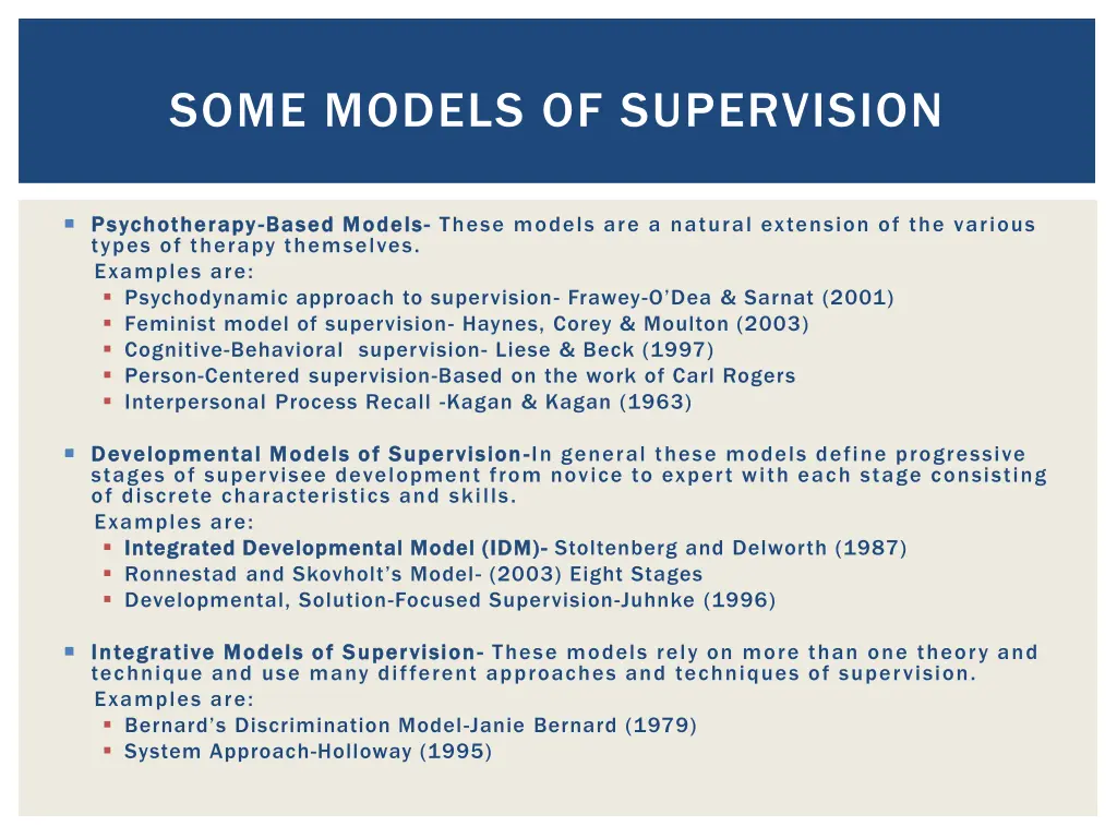 some models of supervision