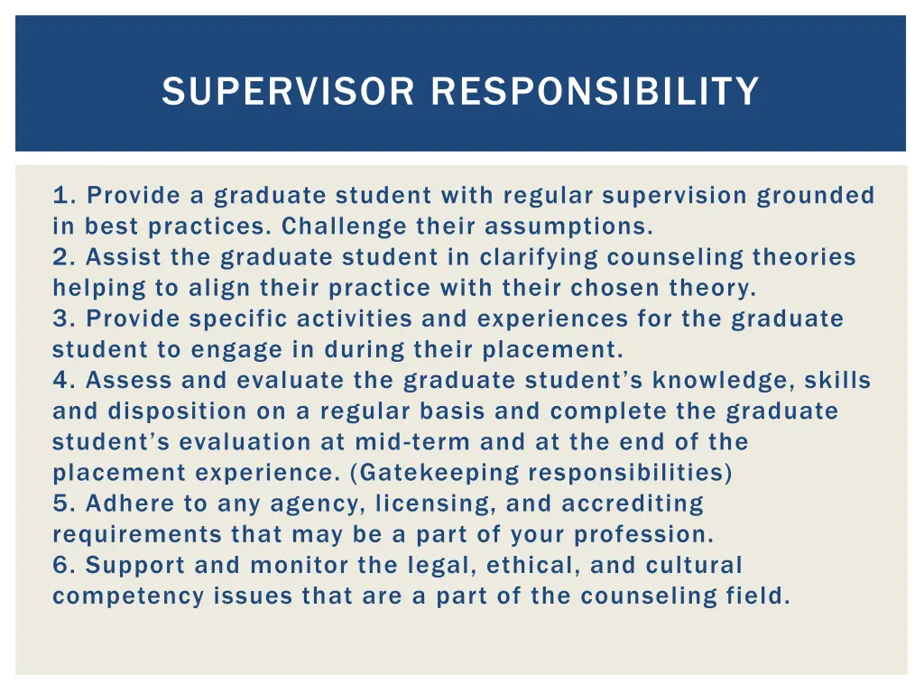 supervisor responsibility