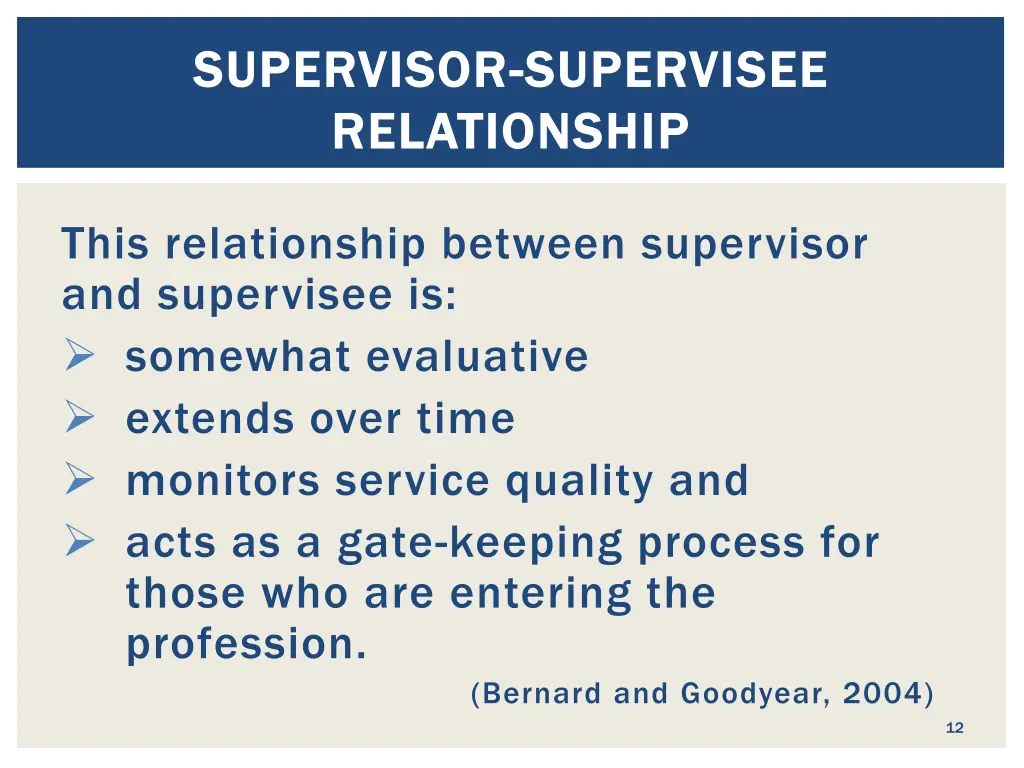 supervisor supervisor supervisee relationship