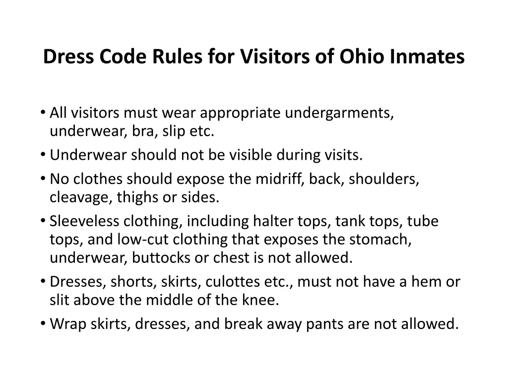 dress code rules for visitors of ohio inmates 1