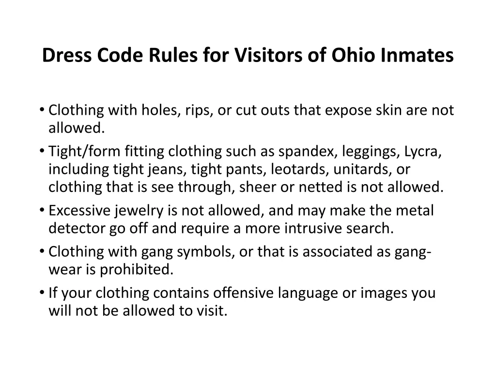 dress code rules for visitors of ohio inmates 2