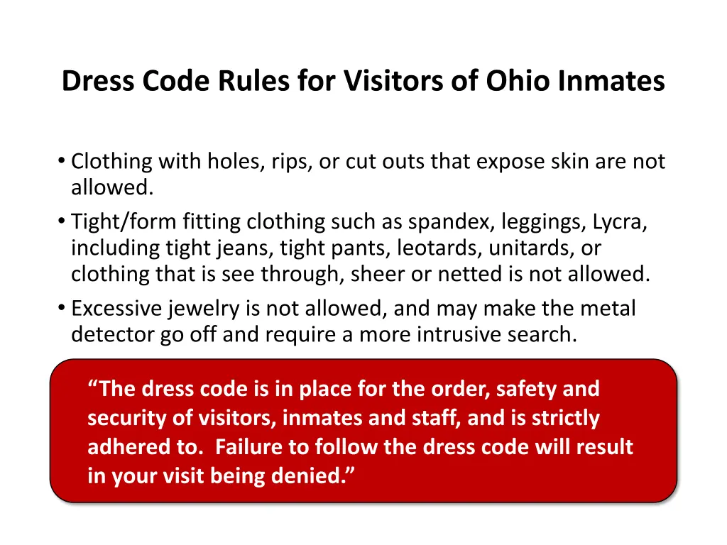 dress code rules for visitors of ohio inmates 3