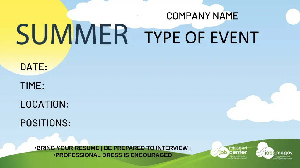 company name type of event