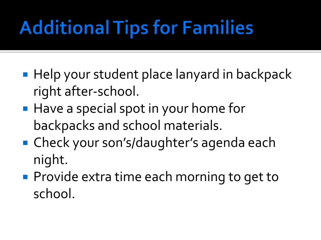 help your student place lanyard in backpack right