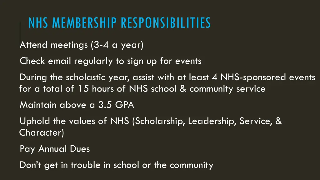 nhs membership responsibilities