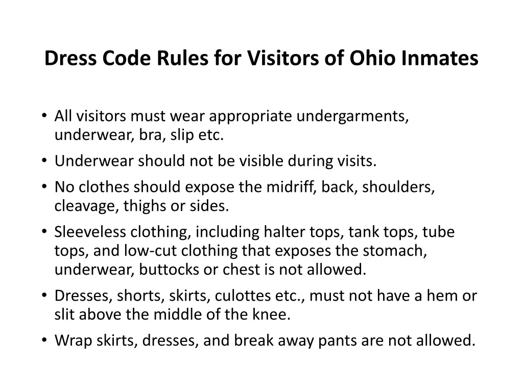 dress code rules for visitors of ohio inmates 1