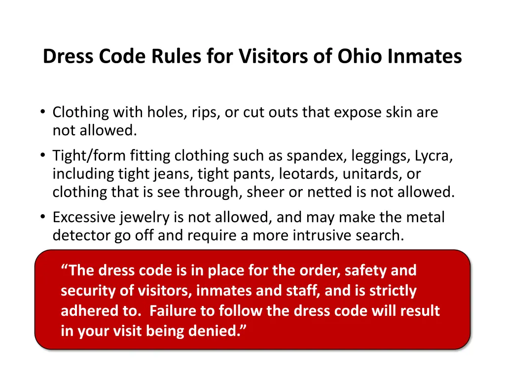 dress code rules for visitors of ohio inmates 3