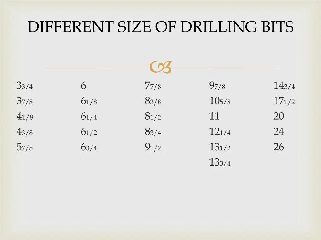 different size of drilling bits