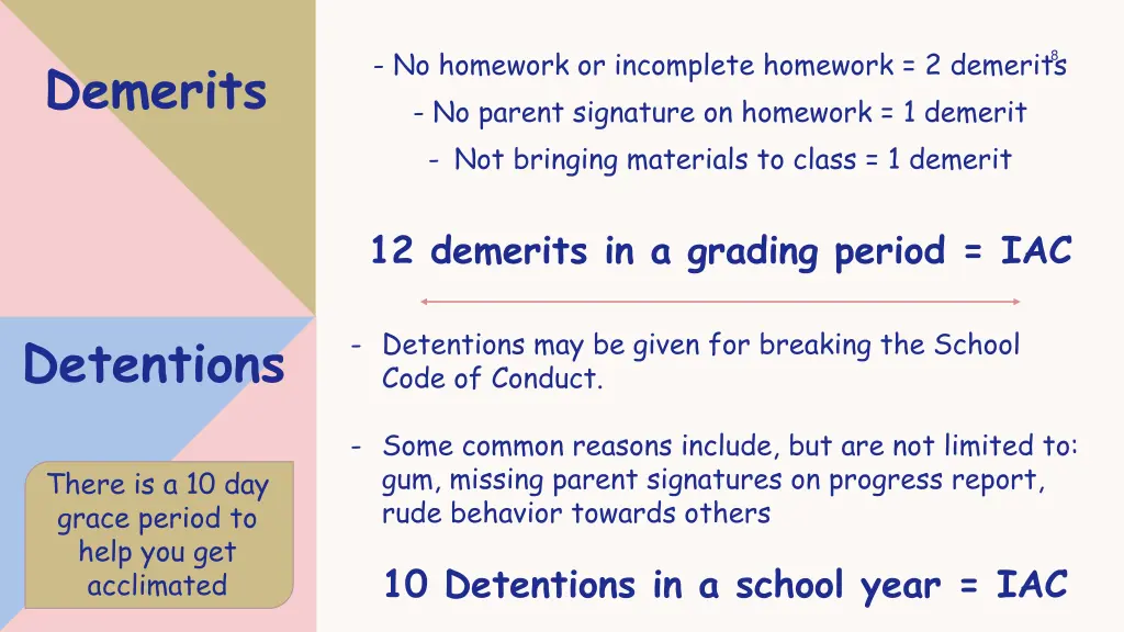 no homework or incomplete homework 2 demerits