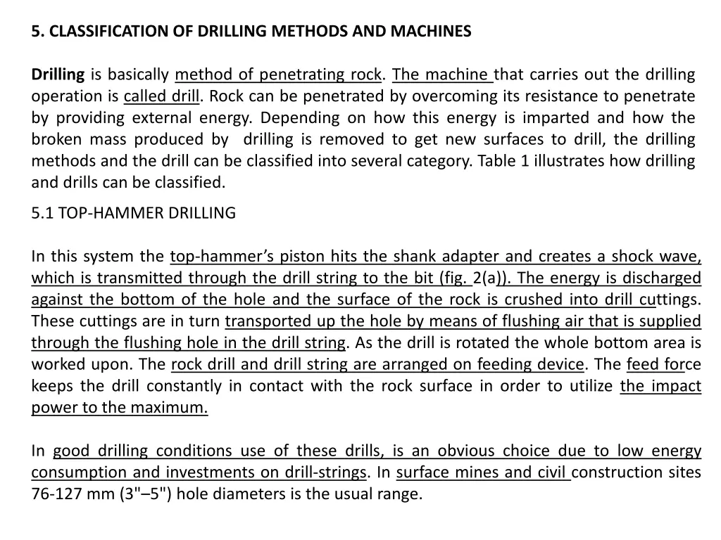 5 classification of drilling methods and machines