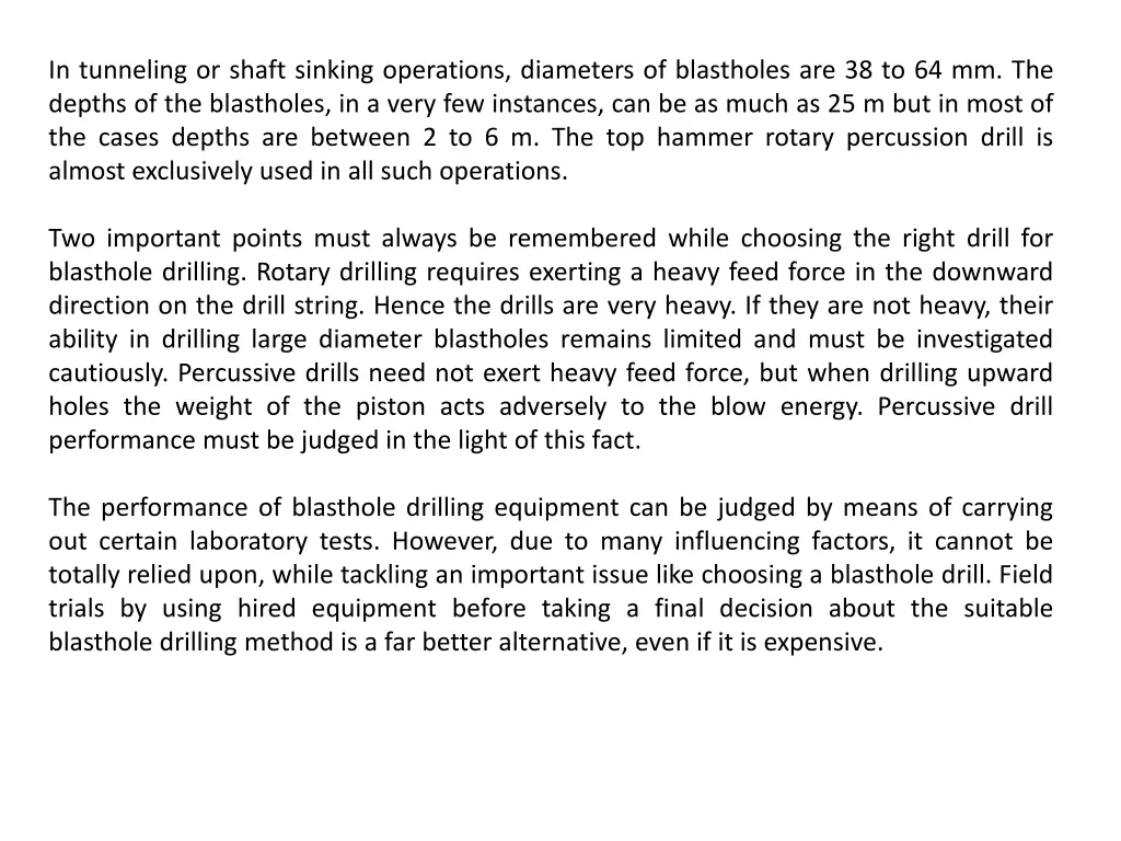 in tunneling or shaft sinking operations