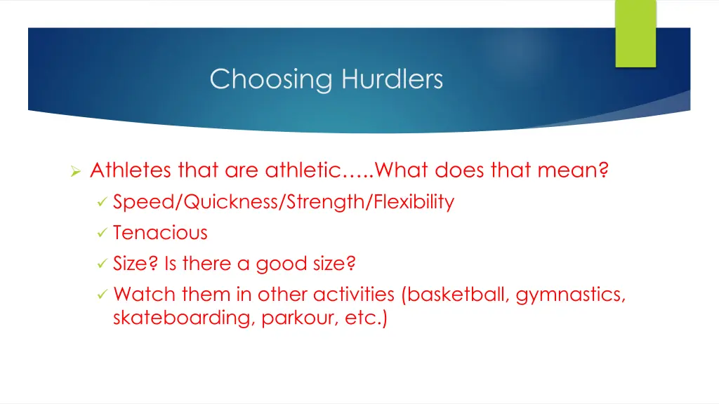 choosing hurdlers