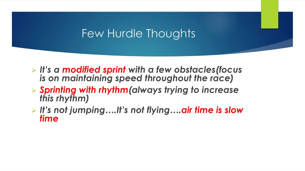 few hurdle thoughts