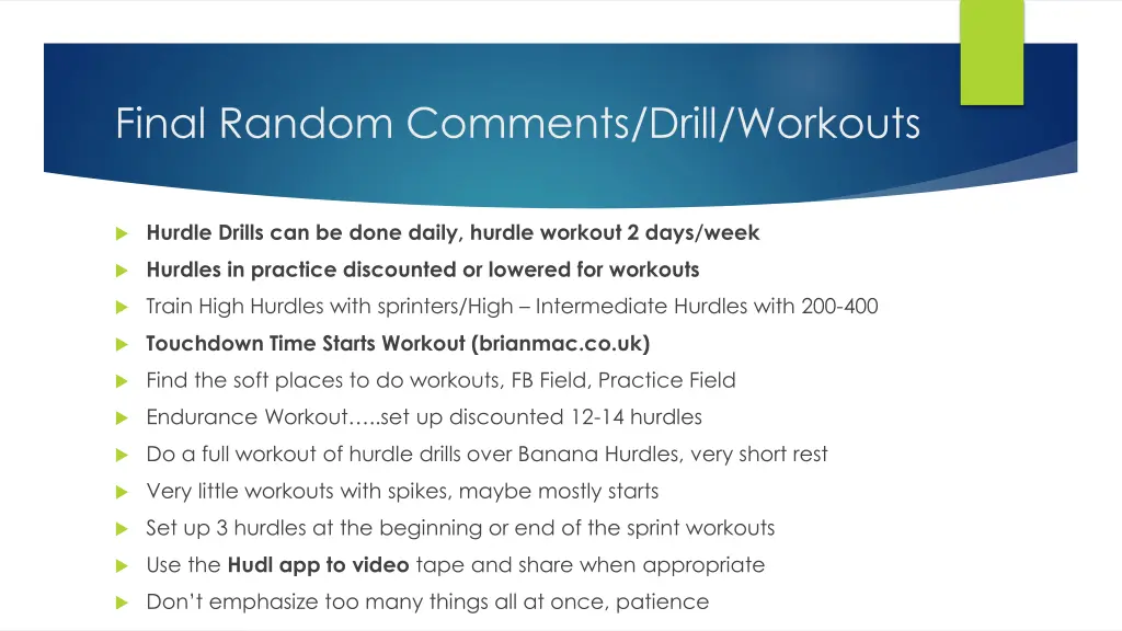 final random comments drill workouts