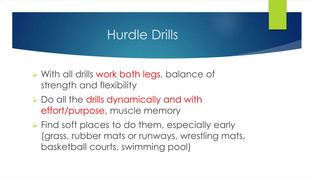 hurdle drills