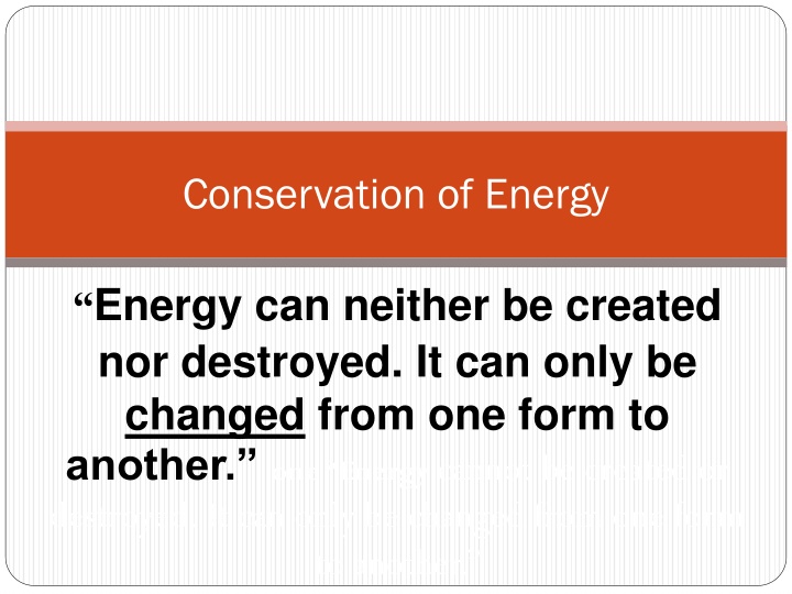 conservation of energy