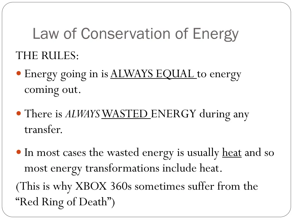 law of conservation of energy the rules energy 1