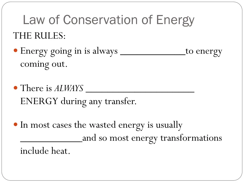 law of conservation of energy the rules energy