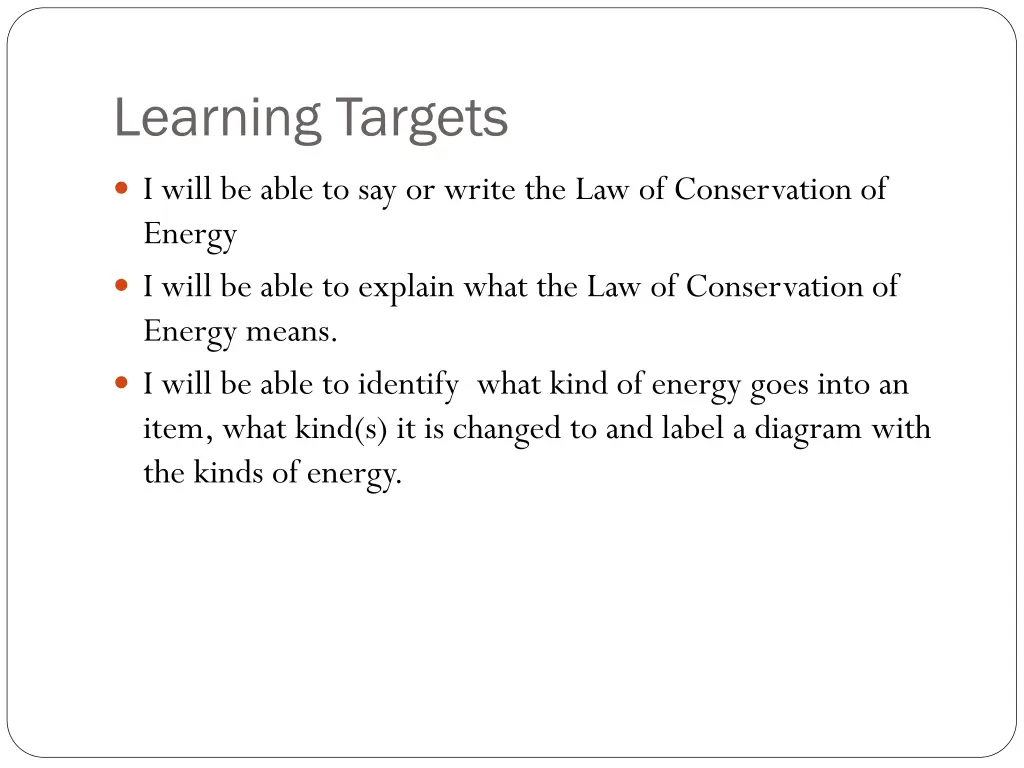 learning targets