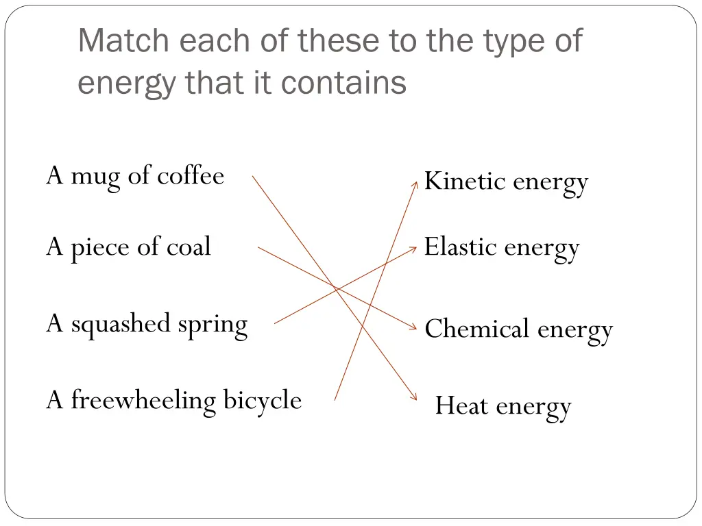 match each of these to the type of energy that 1