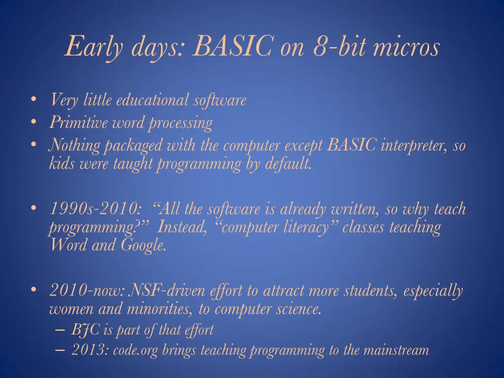 early days basic on 8 bit micros