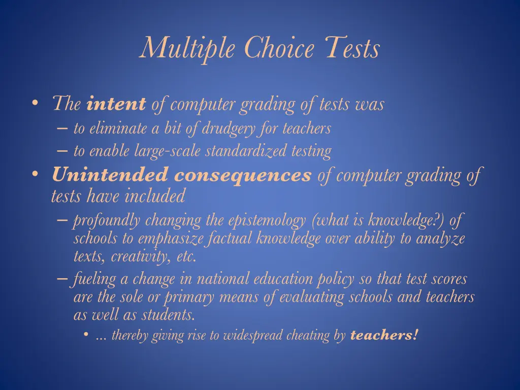 multiple choice tests