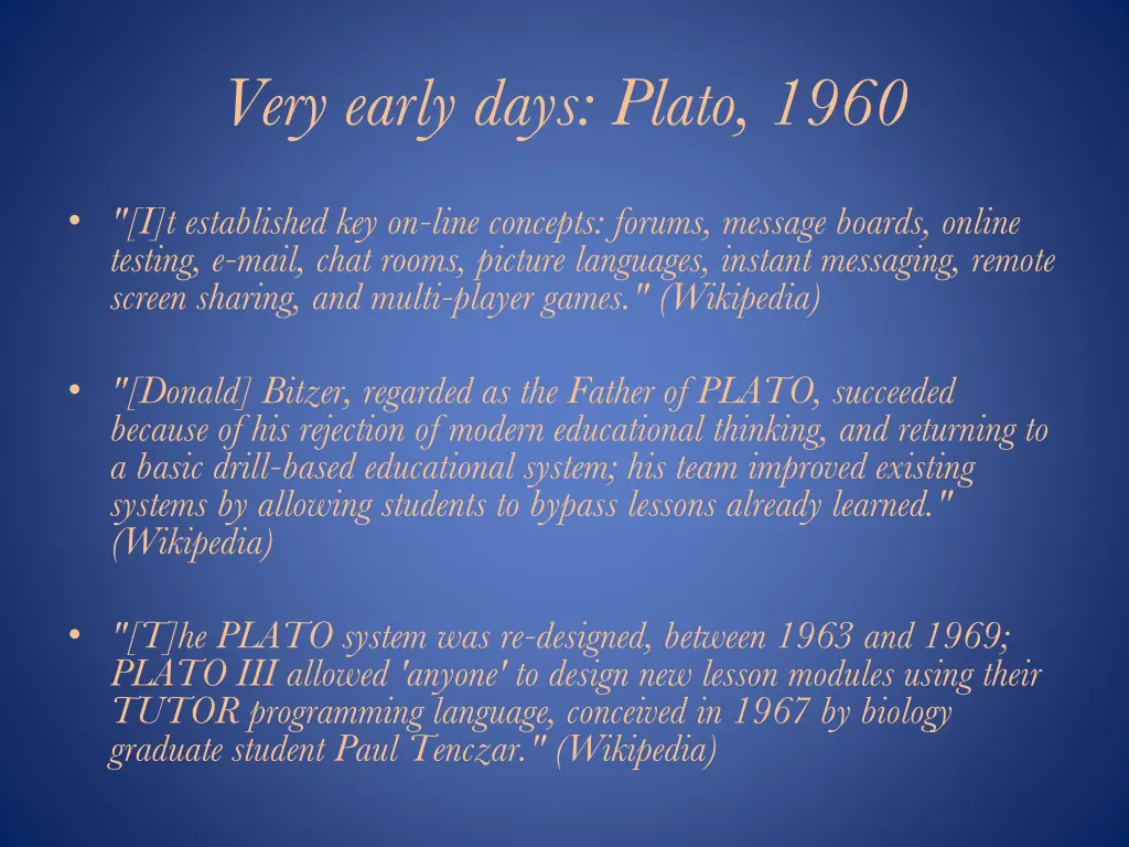 very early days plato 1960