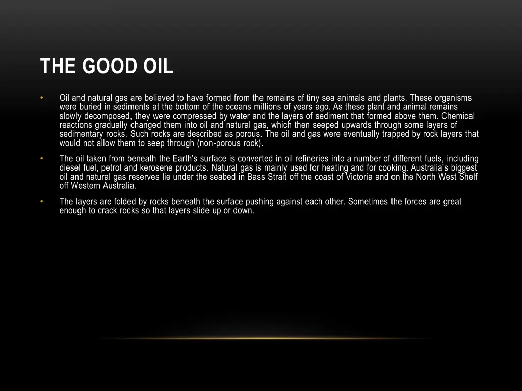 the good oil