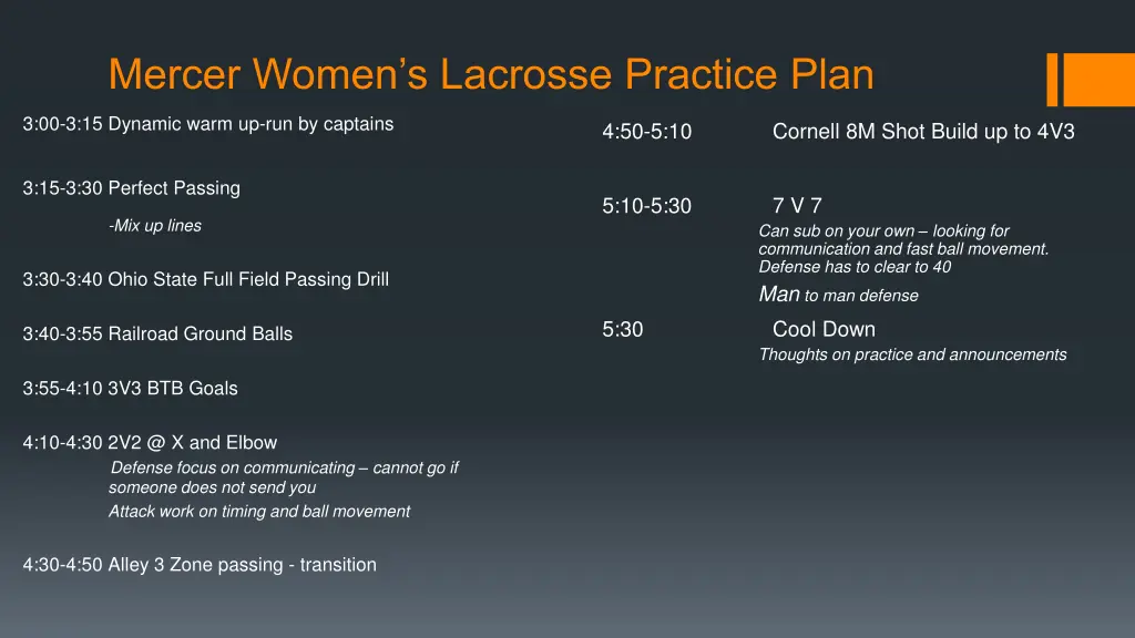 mercer women s lacrosse practice plan