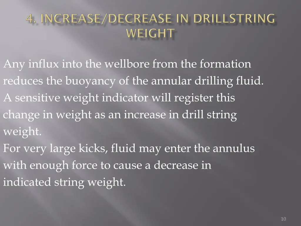 any influx into the wellbore from the formation