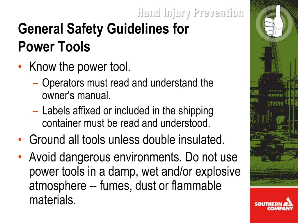 general safety guidelines for power tools know