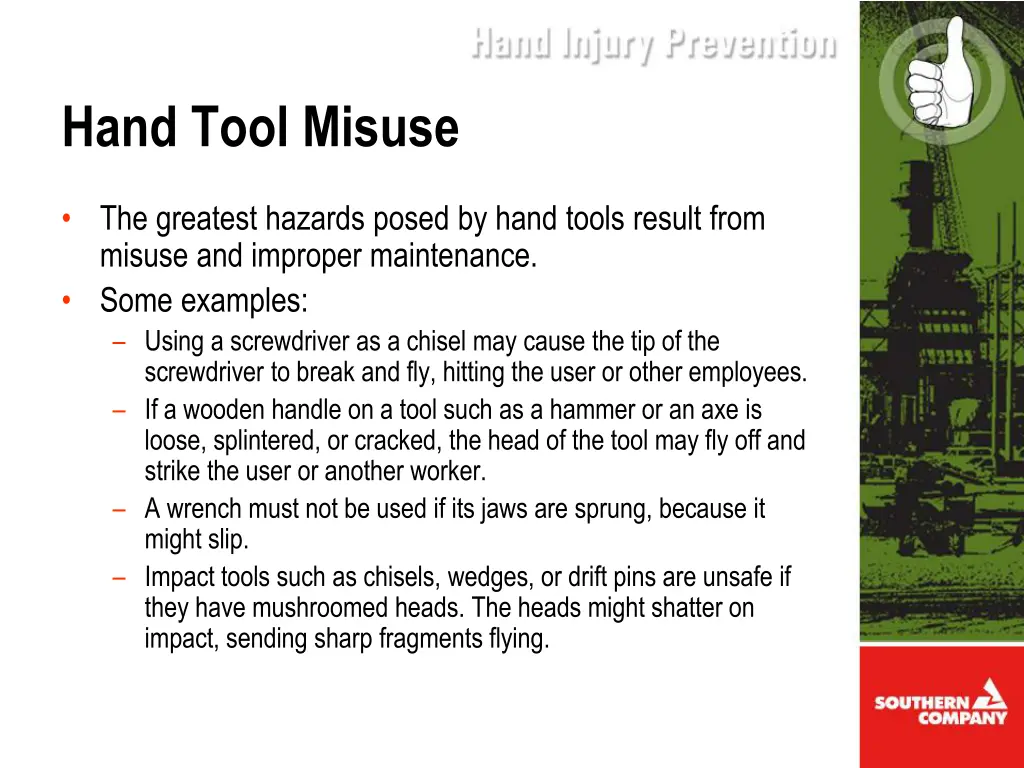 hand tool misuse