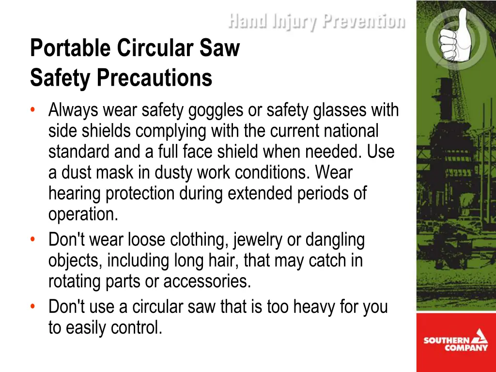 portable circular saw safety precautions always