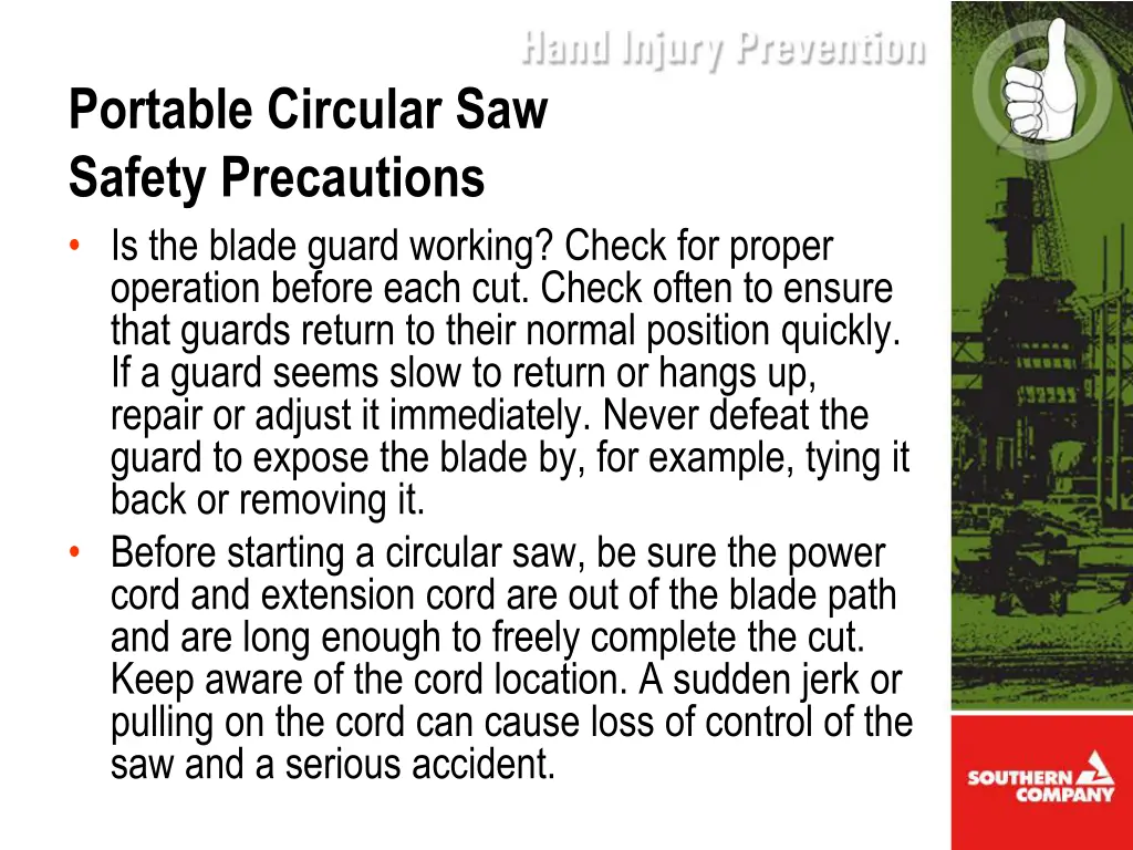 portable circular saw safety precautions