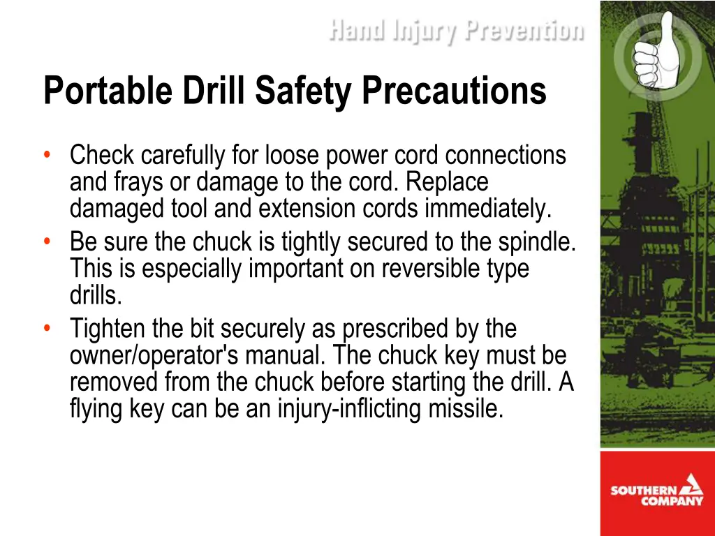 portable drill safety precautions