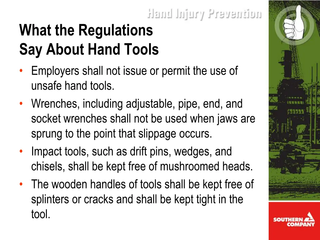 what the regulations say about hand tools