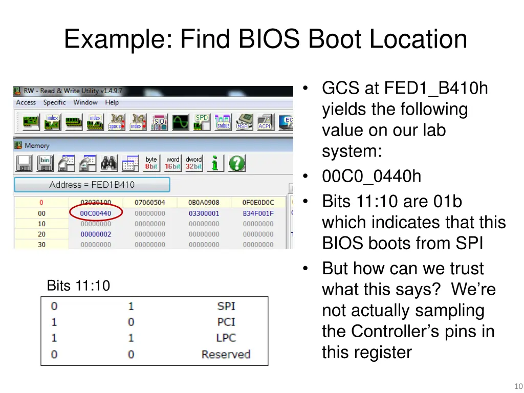 example find bios boot location 1